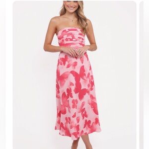 Petal & Pup Strapless Dress - Pink and Red Floral